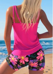 Jacquard Floral Print Hot Pink Tankini Set | thumb picture 