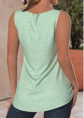 Mint Green Button Sleeveless Split Neck Tank Top | thumb picture 
