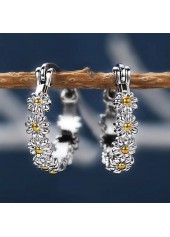 Silvery White Daisy Round Alloy Earrings