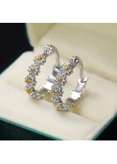 Silvery White Daisy Round Alloy Earrings | thumb picture 