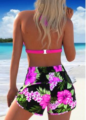 Bowknot Floral Print Hot Pink Bikini Set | thumb picture 