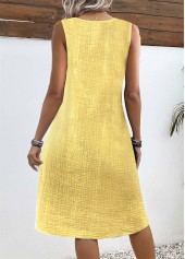Light Yellow Breathable A Line Sleeveless V Neck Dress | thumb picture 