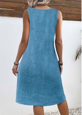 Dusty Blue Tummy Coverage Sleeveless V Neck Dress | thumb picture 
