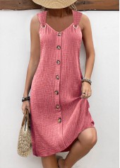 Light Pink Breathable A Line Sleeveless V Neck Dress