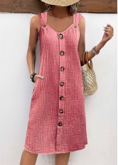 Light Pink Breathable A Line Sleeveless V Neck Dress | thumb picture 