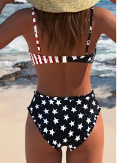 Frill American Flag Smocked Black Bikini Set | thumb picture 