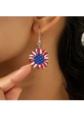 American Flag Red Sunflower Plastic Earrings
