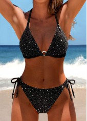 Circular Ring Hot Drilling Black Bikini Set