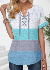 Mint Green Lace Up Short Sleeve T Shirt