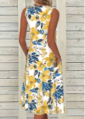 White Tummy Control Floral Print Sleeveless Round Neck Dress | thumb picture 