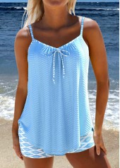 Bowknot Geometric Print Light Blue Tankini Set | thumb picture 