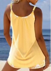Jacquard Floral Print Light Yellow Tankini Set | thumb picture 