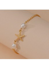 Gold Starfish Pearl Design Alloy Anklet | thumb picture 