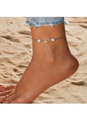 Gold Starfish Pearl Design Alloy Anklet