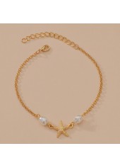 Gold Starfish Pearl Design Alloy Anklet | thumb picture 