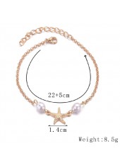 Gold Starfish Pearl Design Alloy Anklet | thumb picture 
