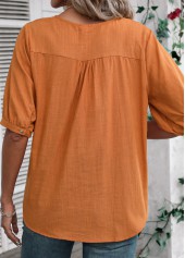 Terracotta Embroidery Half Sleeve V Neck Blouse | thumb picture 