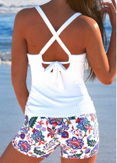 Surplice Tribal Print White Tankini Set | thumb picture 