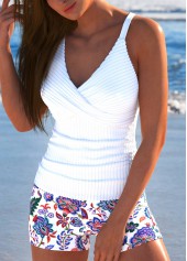 Surplice Tribal Print White Tankini Set | thumb picture 