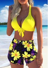 Tie Floral Print Yellow Bikini Set | thumb picture 