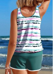 Contrast Binding Tie Dye Print Multi Color Tankini Set | thumb picture 