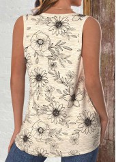 Light Camel Pocket Floral Print Sleeveless Tank Top | thumb picture 