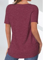 Dark Reddish Purple Button Short Sleeve T Shirt | thumb picture 