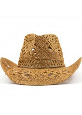 Hollow Design Dark Woven Camel Hat | thumb picture 
