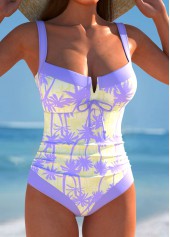 Cut Out Tropical Plants Print One Piece Swimwear | thumb picture 
