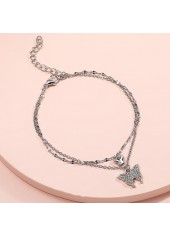 Silvery White Butterfly Detail Alloy Anklet | thumb picture 