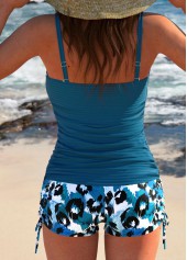 Ruched Leopard Peacock Blue Tankini Set | thumb picture 