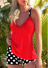 Ruched Polka Dot Red Tankini Set | thumb picture 