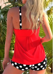 Ruched Polka Dot Red Tankini Set | thumb picture 