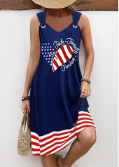 American Flag Plus Size Navy Tummy Coverage Sleeveless Dress