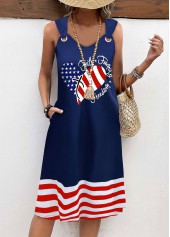 American Flag Plus Size Navy Tummy Coverage Sleeveless Dress | thumb picture 