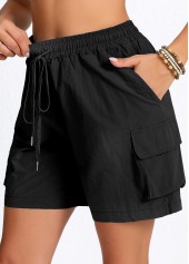 Black Pocket Elastic Waist High Waisted Shorts | thumb picture 