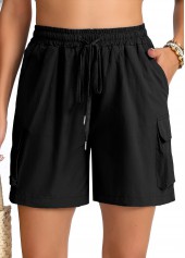Black Pocket Elastic Waist High Waisted Shorts | thumb picture 