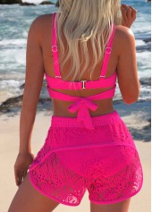 Criss Cross Lace Hot Pink Bikini Set