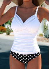 Surplice Polka Dot White Tankini Set | thumb picture 