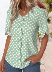 Green Ruffle Polka Dot Short Sleeve T Shirt | thumb picture 