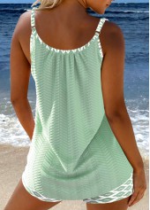 Bowknot Geometric Print Sage Green Tankini Set | thumb picture 