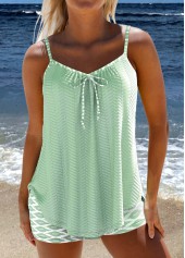 Bowknot Geometric Print Sage Green Tankini Set | thumb picture 