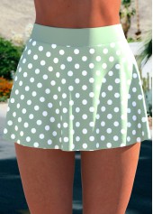 High Waisted Polka Dot Sage Green Swim Skirt
