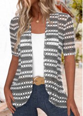 Multi Color Textured Fabric Short Sleeve Light Cardigan