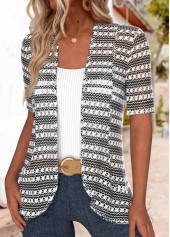 Multi Color Textured Fabric Short Sleeve Light Cardigan | thumb picture 