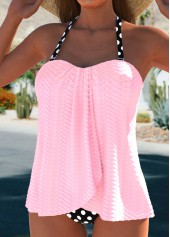 Cross Hem Polka Dot Light Pink Tankini Set | thumb picture 