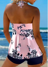 Criss Cross Floral Print Pink Tankini Top-No Bottom | picture 2