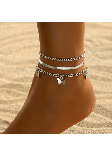women clothes image of Silvery White Butterfly Alloy Anklet Set