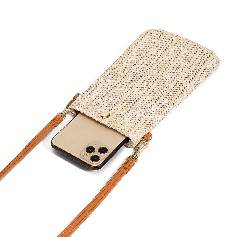 Beige Weave Design Magnetic Crossbody Bag | picture 