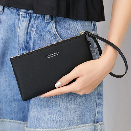 Black Zip PU Touchscreen Crossbody Bag USD 19.98